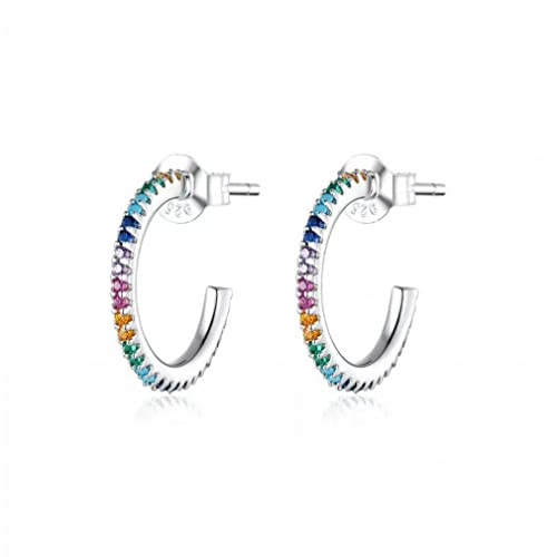Boucles d'oreilles créoles en argent hypoallergénique arc-en-ciel contre les allergies