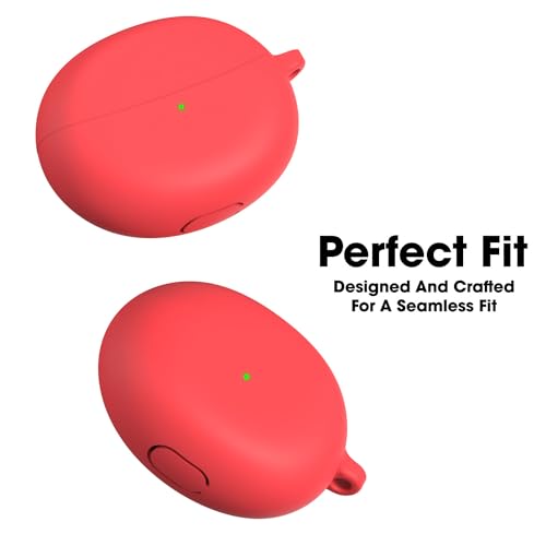 Image of Sounce Earphone Case Cover Compatible for Oppo Enco Air 2 Pro, Soft Silicone Skin Case Cover Shock-Absorbing Protective Case with Keychain [Front LED Visible] (Red)