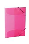 HERMA Elastic Folder Translucent in Pink, A3, Sturdy Plastic, with 3 Inner Flaps, 1 Span Folder