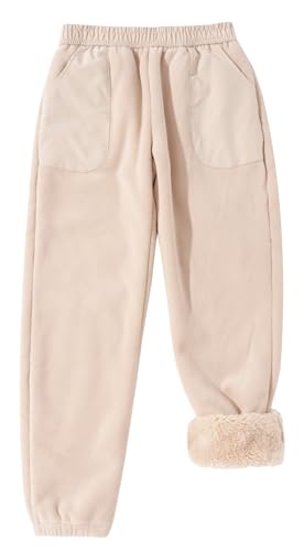 SEAUR Boys Fleece Pants Winter Boys Lined Sweatpants Soft Athletic Workout Joggers 4-14T