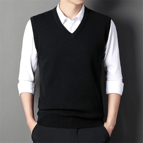 Men Business Casual Waistcoat Thick Woolen Knitted Vest Solid Sleeveless Pullover Tank Tops4