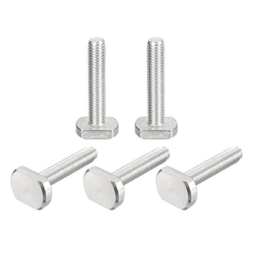 Image of uxcell T-Slot Bolts, 5pcs M10x50mm T Slot Drop-in Stud Sliding Bolts 304 Stainless Steel T Shape Screws for T Track