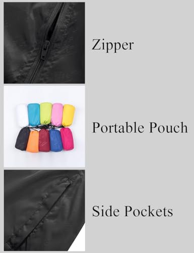 Womens Waterproof Rain Jacket Lightweight Hooded Rain Coats Zipper Long Sleeve Adjustable Windbreaker with Pockets4