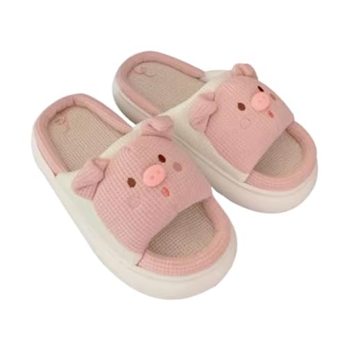 Pig Slipper Frog Slipper Animal Slipper Summer House Slipper for Women Men Linen Thick