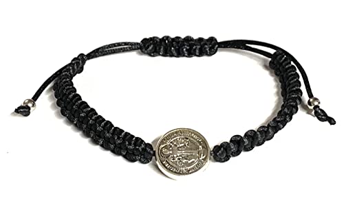 Gigi's Classy Kids St Benedict Corded Bracelet Silver Tone Medal Teens Womens Mens San Benito Pulsera Protection
