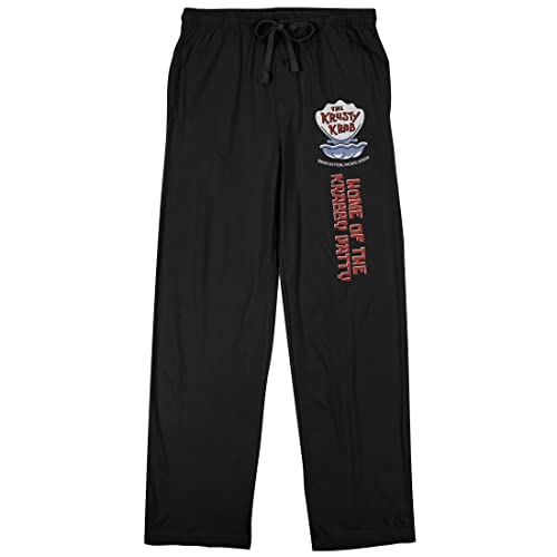 Spongebob Squarepants Krusty Krab Sign Men's Black Graphic Sleep Pajama Pants