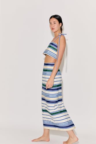 Ribbon Classic Pencil Skirt in Coastal Stripe Cotton2