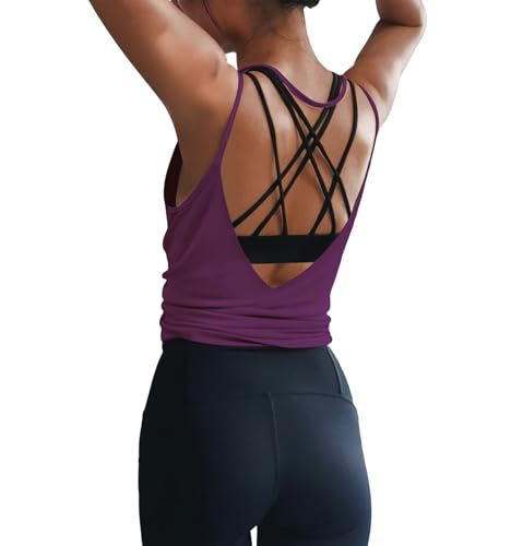 Image of LEXISLOVE Womens Workout Shirts Sexy Open Back Activewear Workout Clothes Sports Yoga Tank Tops