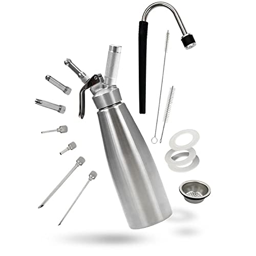 HORECATECH Sifone Panna montata ÉLITE - Professionale in Acciaio Inox - 1 Litro - con Accessori Inclusi