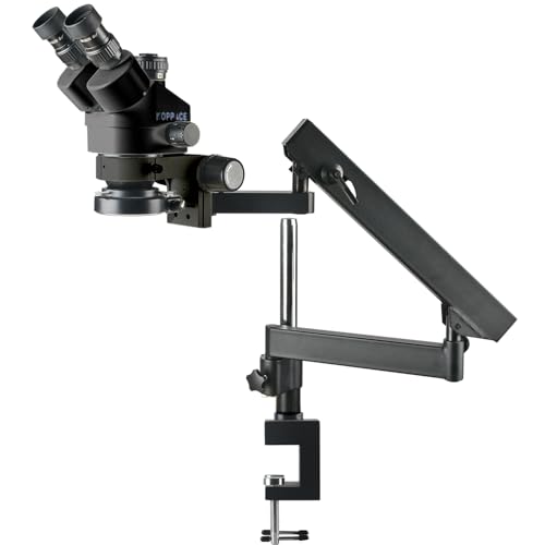 KOPPACE 3.5X-90X Black Rocker Bracket Trinocular Stereo Microscope 0.7X-4.5X Continuous Zoom Lens