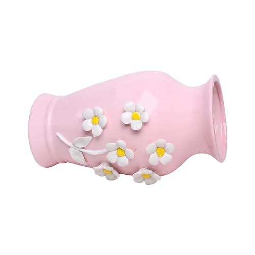 Image of Market99 Dark Pink Ceramic Curvy Vase | Engraved Floral Pattern Flower Holder | Aesthetic Home Decor for Bedroom, Living Room, Office | Vase for Flowers, Flower Pot & Gifting
