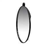 Healeved 丸型手持ちミラー バックミラー 化粧鏡 理髪店用 メイクアップ鏡 高解像クリア鏡面 軽量 コンパクトデザイン 日常使い 家用 黒