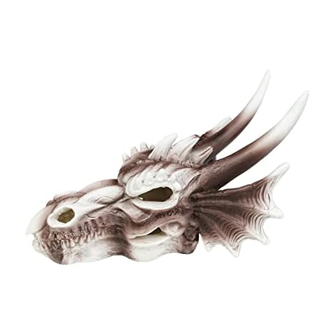 Fish Tank Aquarium Decoration Dragon Imitation Skull Model Resin Reptile Habitat Decorative for Fish Shrimp Lizard Geckos Snake Spiders Frogs Terrarium Landscape (M) Cover