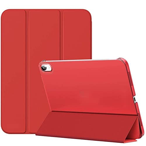 Atiyoo Custodia per iPad di 10° generazione, sottile per iPad 2022, con Auto Wake and Sleep, resistente agli urti, ibrido Trifold Stand, rosso
