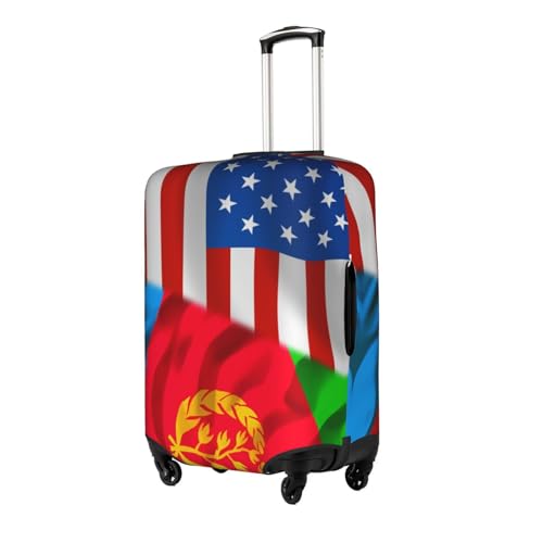 Travel Luggage Cover America Flag And Eritrea Flag Fashion Washable Baggage Suitcase Protector Fit For Luggage Medium2