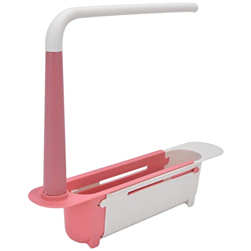 Organizador extensible telescópico para fregadero de cocina, con barra para toallas, porta esponjas, ventilación y drenaje, fácil instalación (Rojo) miniatura 1
