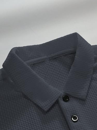 Image of TAGDO Men's Cotton Rich Polo Tshirt | Textured Fabric Casual Collar T Shirt for Men | Half Sleeve Regular Fit Trendy Polo Tee Shirts for Everyday Wear (2029)