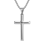 PAURO Hombre Acero Inoxidable Negro Cruces Collares Pulido Jesucristo Crucifijo Colgante Collares Joyería Plata Colgante Solo