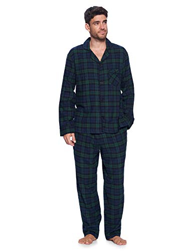 Ashford & Brooks Men’s Flannel Long Sleeve Pajamas Set Plaid Sleepwear & Loungewear Button Down PJ Set