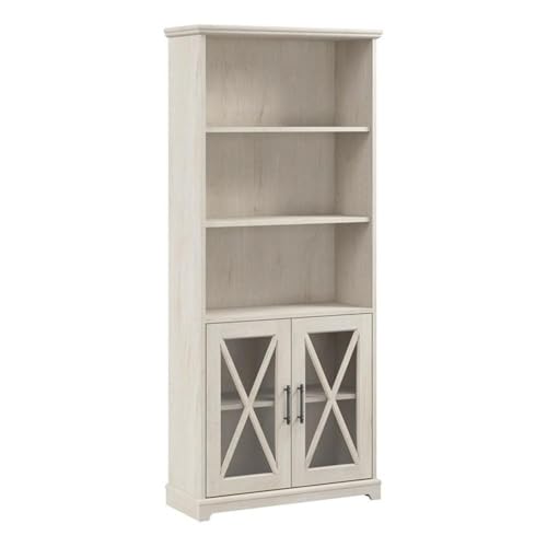 Bush Home Lennox Tall 5 Shelf Bookcase with Glass Doors