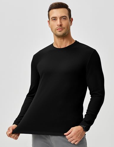 JMIERR Mens Long Sleeve Muscle T Shirts Casual Crewneck Knitted Longline Textured Tee Shirts for Gym Workout3