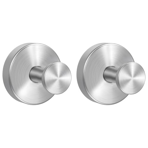 Drenky Crochet Ventouse RéUtilisable 2 Pièces Sans Percage Puissante Acier Inoxydable Pour Salle De Bain, Porte En Verre, Carreaux, Argent
