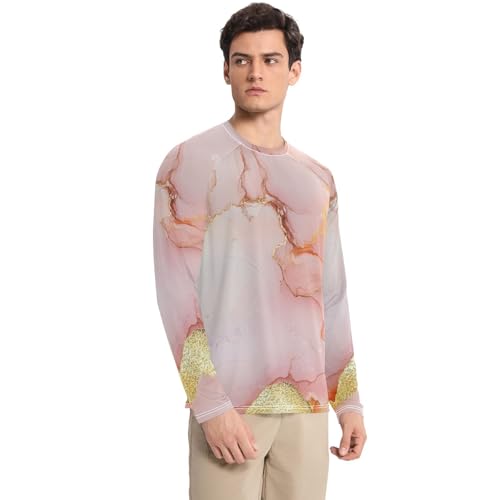 Marble Blush White Sun Protection SPF Rash Guard Shirt Slim fit Loose Mens Sun Shirts Protection Long Sleeve Summer3