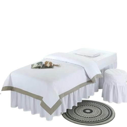 Juego de ropa de cama para salón de belleza con agujero, funda de cama de spa transpirable, funda de almohada, funda de taburete y funda de edredón