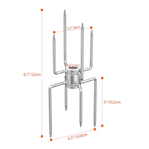 onlyfire Doppel-Fleischklammer, Fleischnadeln für Grillspieß Rotisserie, Drehspieß für 12mm Hexagon & 8mm und 10mm Quadratische Spießstangen, Hähnchengrill Grillgabel mit Feststellschraube