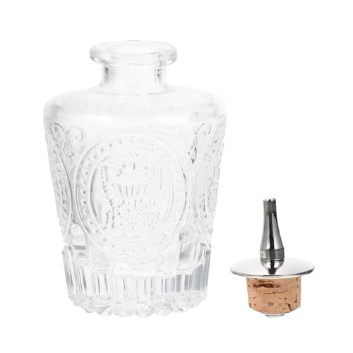 SOLUSTRE Botella de Vidrio para Bíter con Tapón Hermético, Diseño Retro Decorativo y Función Antigoteo, Adecuado para Barra y Cócteles en Casa