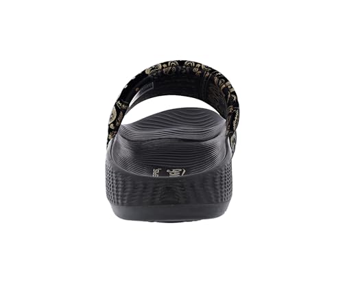 Skechers x Snoop Dogg: Low Slider-Velvet Paisley Men's Sandals, Black/Gold, 9M