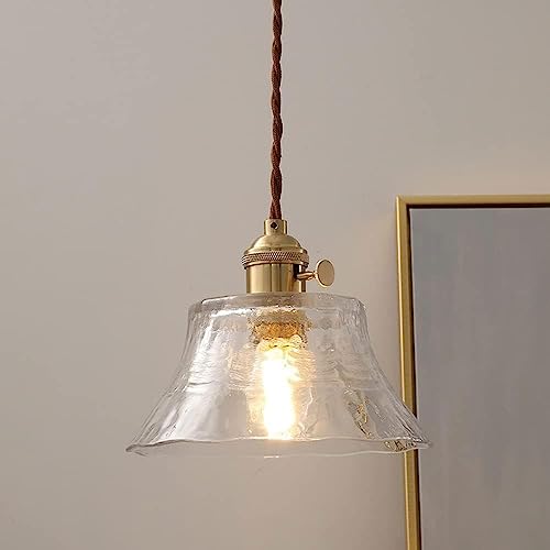 Lámpara colgante de vidrio y latón elegante con altura ajustable E27 5