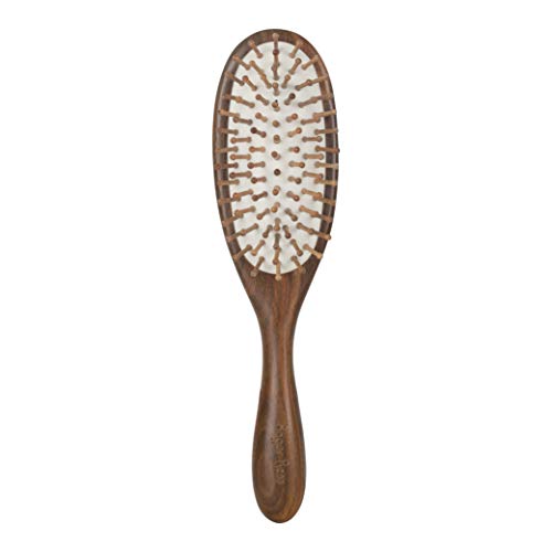 Natural Green Sandalwood Hair Brush, Anti-static Wooden Bristle Hair Brush, Scalp Massage Brush (Round Pins）