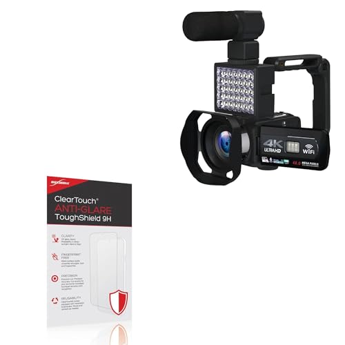 BoxWave Screen Protector Compatible With VETEK Video Camera, 1080P 30MP Camcorder - ClearTouch Anti-Glare ToughShield 9H (2-Pack), Anti-Glare 9H Tough Flexible Film Screen Protector