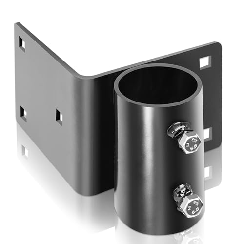 Heavy Duty Dock Outside Corner Leg Pipe Holder, Metal Hardware Stationary Dock Pipe Leg Holder for 2 Inch Mounting Holes, Dock Leg Holder with Black Anti-Rust Coating and Adjustable Mounting Screws