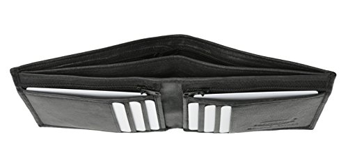 Soft premium leather zippered coin pockets bifold wallet3