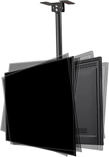 ENJOYOU Universal-TV-Ständer, multifunktionale TV-Deckenhalterung mit Einer Stange und Zwei Bildschirmen, verstellbare, neigbare und schwenkbare TV-Halterung, passend für 37-80 Zoll Low Profile LED-