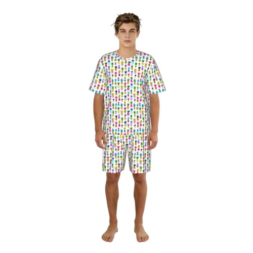 Pyjama court homme imprimé ananas coloré pour retrouver un sommeil doux