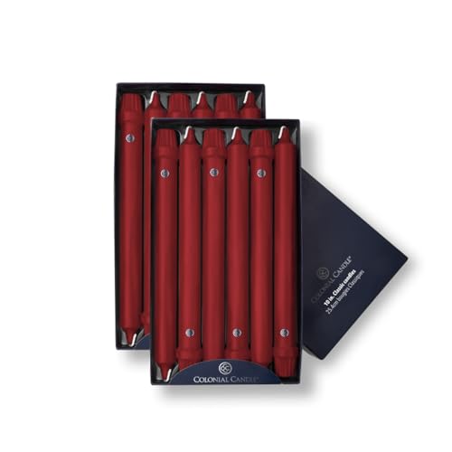 Image of Colonial Candle NCC10.1620 Traditional Cranberry Taper Candles, 10 inch, Maroon, Burgundy, Red
