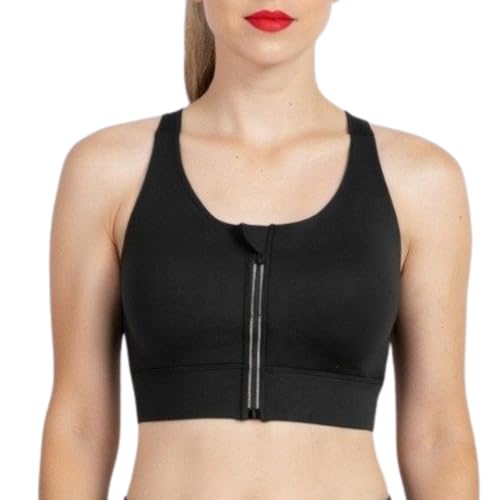 Image of Women Zip Front High Impact Sports Bra for Fitness, Workout, and Training for Physical Wellness Black