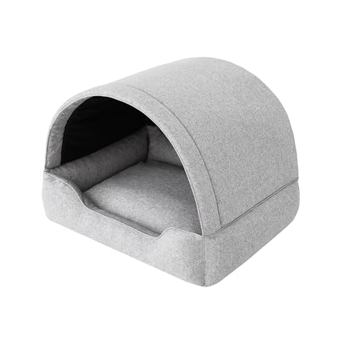 Cama para perros, cueva para perros con techo rígido, caseta para perros con colchón suave. Espacio para dormir para mascotas con dosel protector, caseta de tela, sofá y cojín para perros en un