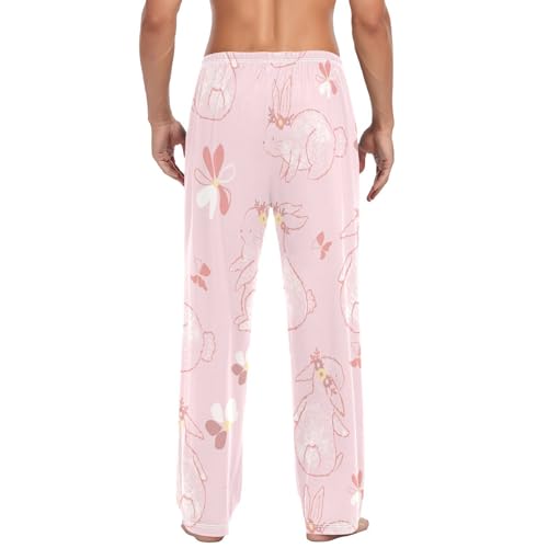 Pink Bunny Mens Pajama Pants Mens Pj Pants Comfy Cotton Pj Long Pant for Men with Pockets Size S-XXL3