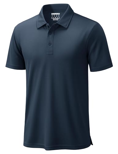 TACVASEN Poloshirt Herren Kurzarm Funktionsshirt Polohemd für Golf Atmungsaktiv Schnelltrocknendes Shirt