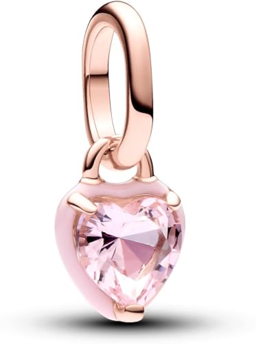 PANDORA ME Rosafarbenes Chakra-Herz Mini-Charm-Anhänger aus Sterling Silber mit 14 Karat vergoldeter Metalllegierung, Kristall, Kompatibel ME und Moments Armbändern, 783042C01