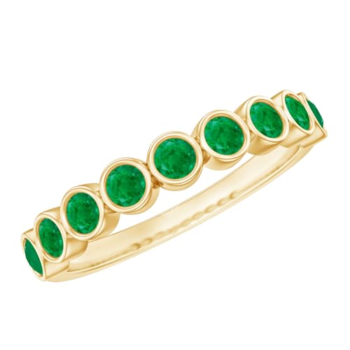 Real Emerald Half Eternity Band for Women, AAA Quality, Certified Emerald Anniversary Ring (Ready to Gift)