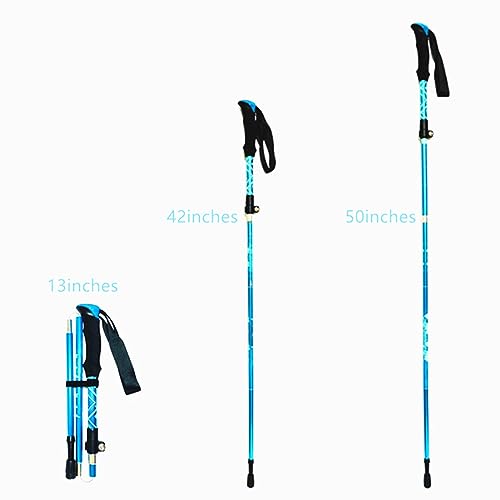 Collapsible Trekking Pole,Lightweight, Hiking Pole Aluminum Alloy 7075 Walking Sticks For Hiking With Telescopic & Foldable Tri-Fold Design For Women Men, Hiking, Camping (Sky Blue, 1 Piece) #TOP1