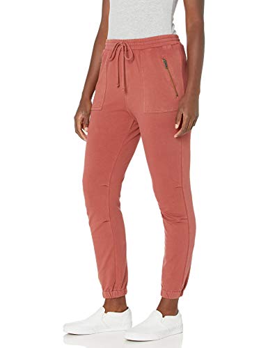 Amazon Brand - Daily Ritual Women's Stretch Cotton Knit Twill Zip Pocket Jogger Pant, Brick, X-Large