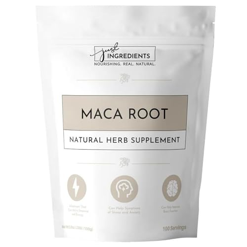 Image of JUST INGREDIENTS Organic Maca Root Powder | 100 Servings | 100% Organic & Vegan Superfood | Supports Natural Wellness and Hormonal Balance | No Artificial Additives