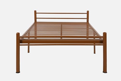 Image of Nivo Metal Single Size Bed Without Storage | Wrought Iron Single Bed with Headboard & Footboard| Sturdy Powder Coated Platform Cot for Bedroom, Living Room, (Nivo Brown)