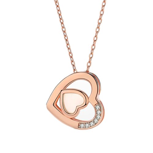 Collier double cœur en or rose et moissanite : l'élégance du luxe 18K